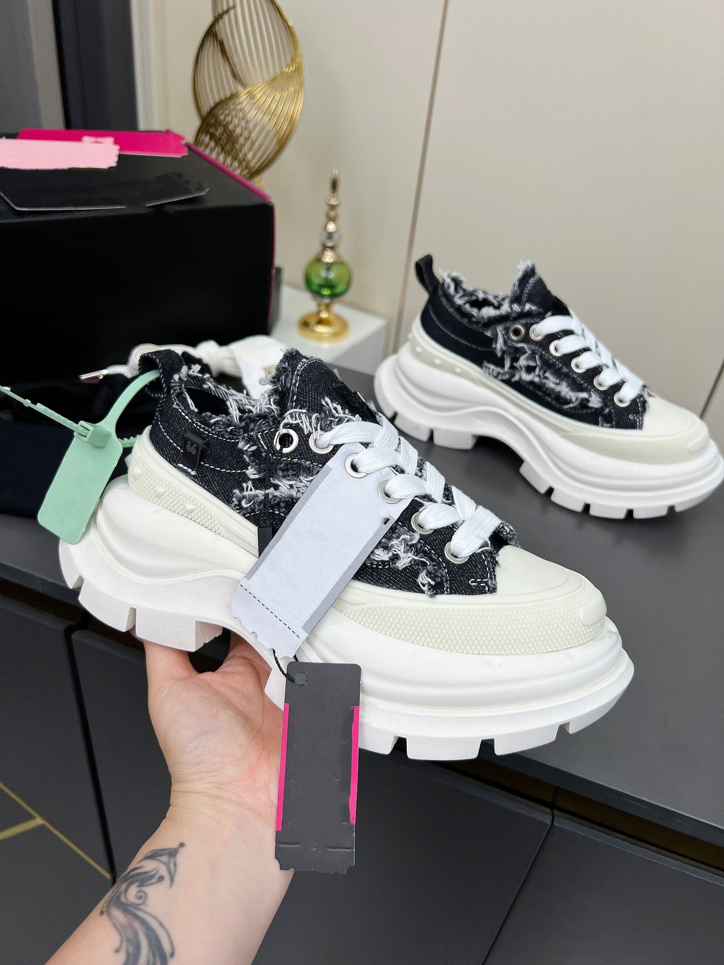 Jack Purcell Thick Bottom Small Heighten Round Head Lace Color Casual Shoes