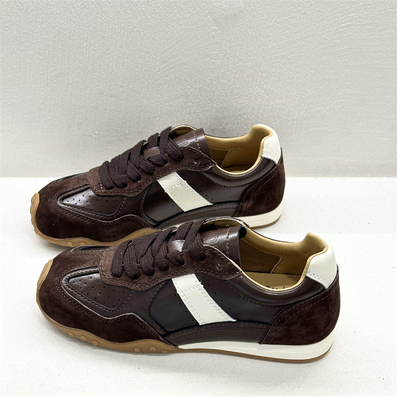 Women's Genuine Skate Black Soft End Retro Coffee Color Mountaineering Flat Sports Casual Shoes