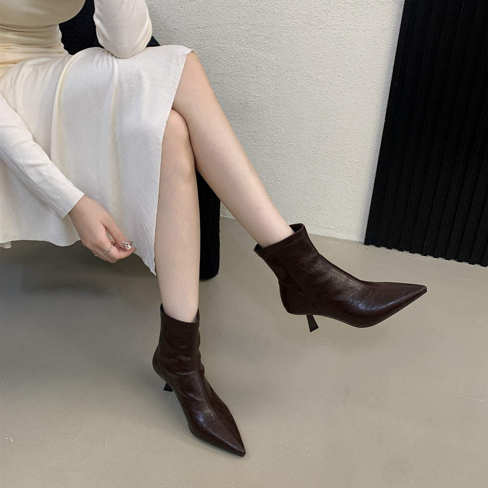 Toe Simple High Female Temperament Skinny Niche Stiletto Boots