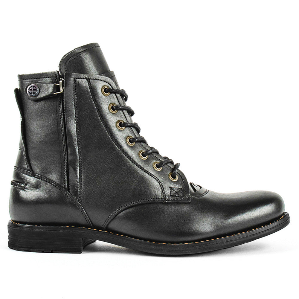 Men's Knight Series Brushed Two-color Side Zipper Large Boots