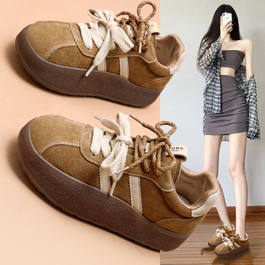 Women's German Training Soft Soled Veet Platform Height Increasing Comfortable Korean Sports Casual Shoes