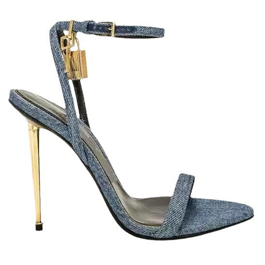 Metal Fastener With Fresh Comfortable Open Toe High Heeled Sandals
