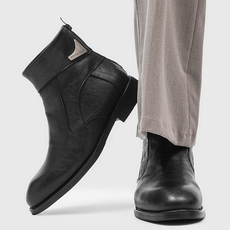 Men's Slip-on Chelsea Retro Trendy Back Zipper Boots