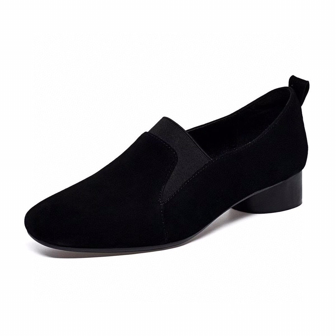 Women's Spring Low Chunky Mid Square Toe Deep Mouth Pumps Women's Fashion Shoes
