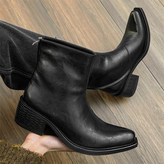 Black Wizard Thick-soled High Retro Warped Head Niche High-grade Boots