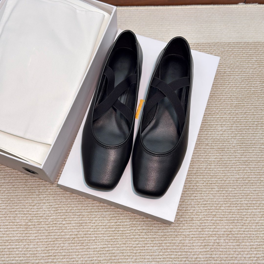 Women's Cross Elastic Band Flat Pumps Minimalist Retro Square Head Women's Fashion Shoes