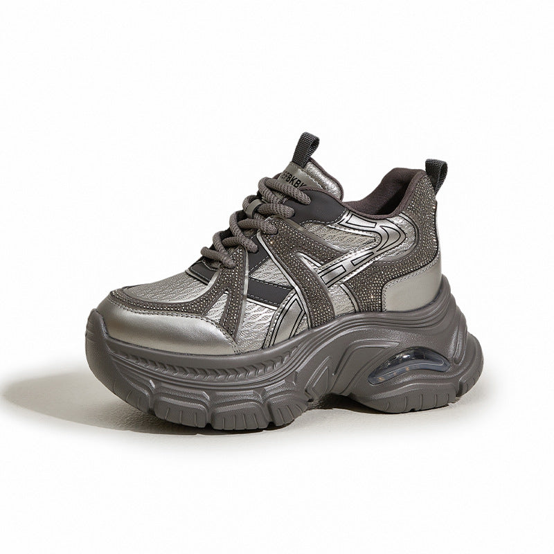Women's Dad Autumn Fashion Rhinestone Height Increasing Insole Women's Sports Shoes
