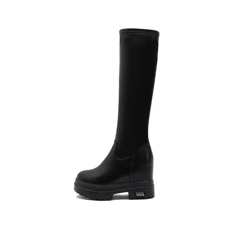 Women's Increasing Insole Stretch Knight Platform Thin Small Fleece-lined Below The Boots