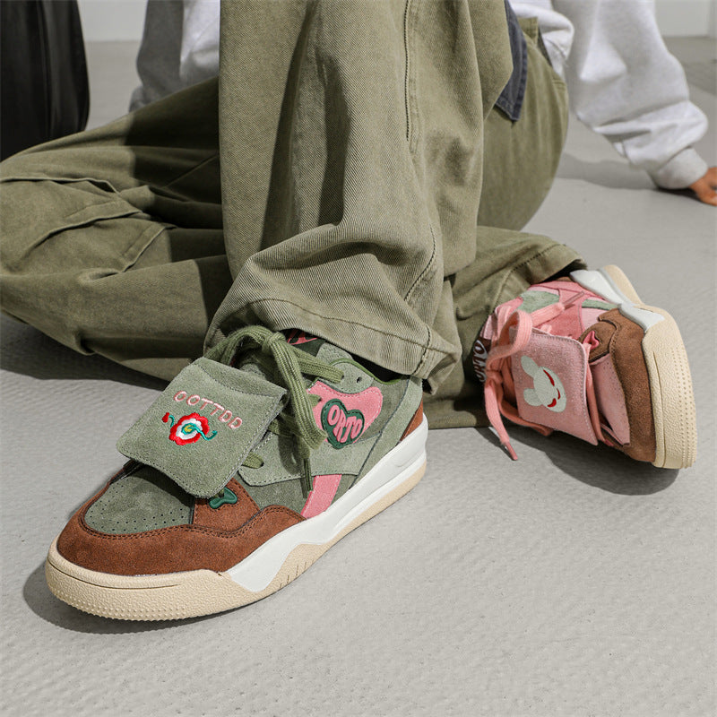 Women's & Men's Mandarin Ducks Niche Platform Retro Easy Matching Leisure National Fashion Men's Sports Shoes