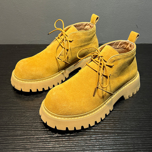 Men's Martin Platform Height Increasing British Worker Big Men's Shoes