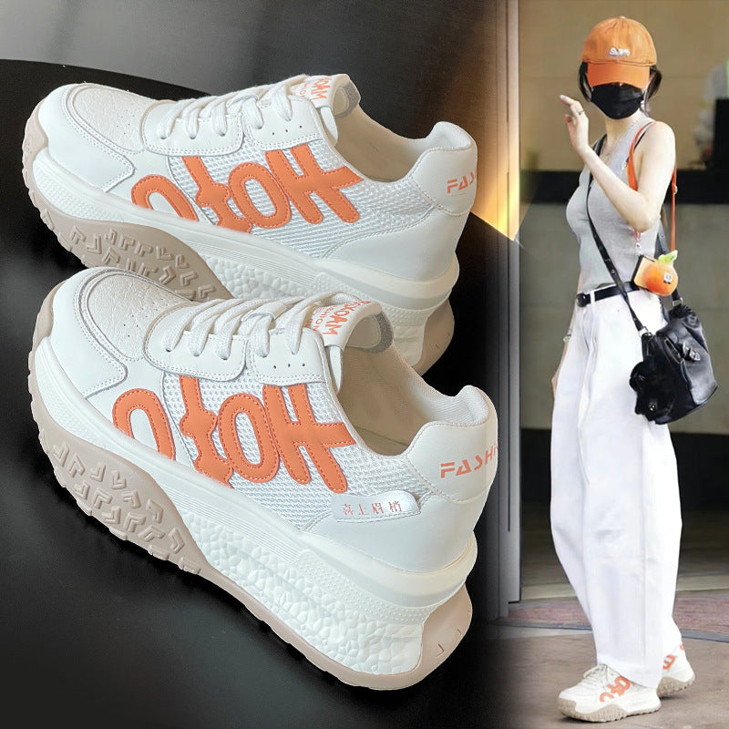Women's Increasing Insole Forrest Gump White Platform Leisure Sports Fleece-lined Sneakers