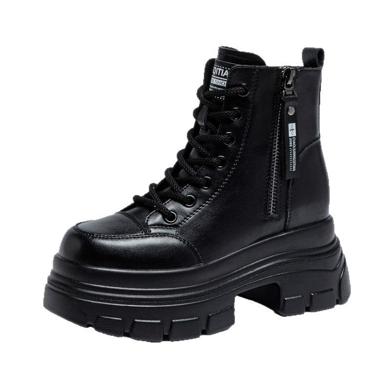 Women's Female British Style Autumn Small Winter Plus Veet Ankle Women's Leather Boots