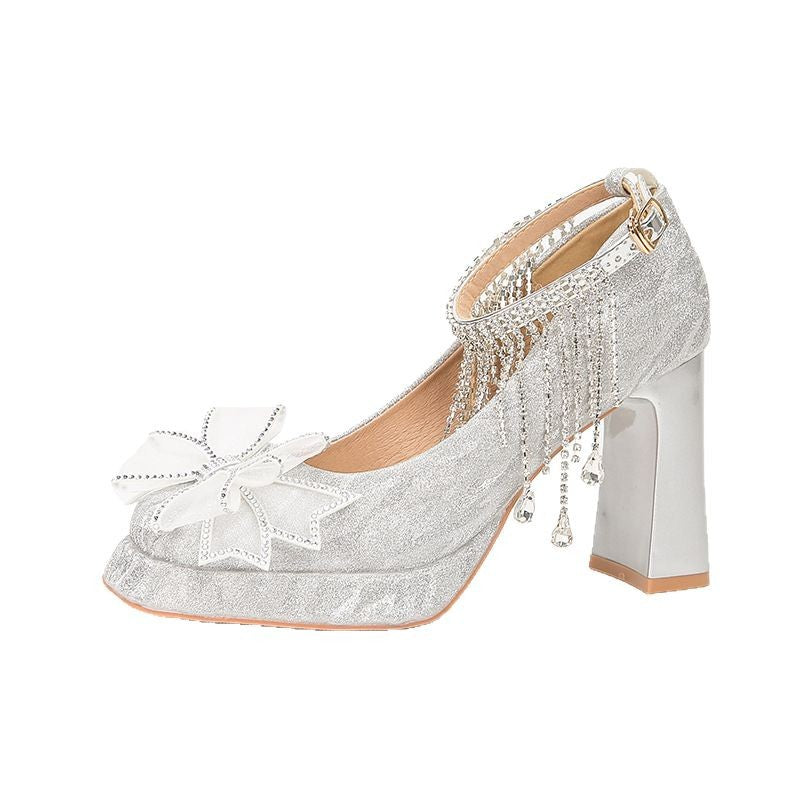 Wedding Two-way High Square Toe Low-cut Platform Women's Fashion Shoes