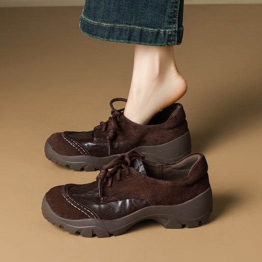 Women's Fashion Small Platform Vintage Early Spring Size Stitching Sports German Women's Casual Shoes