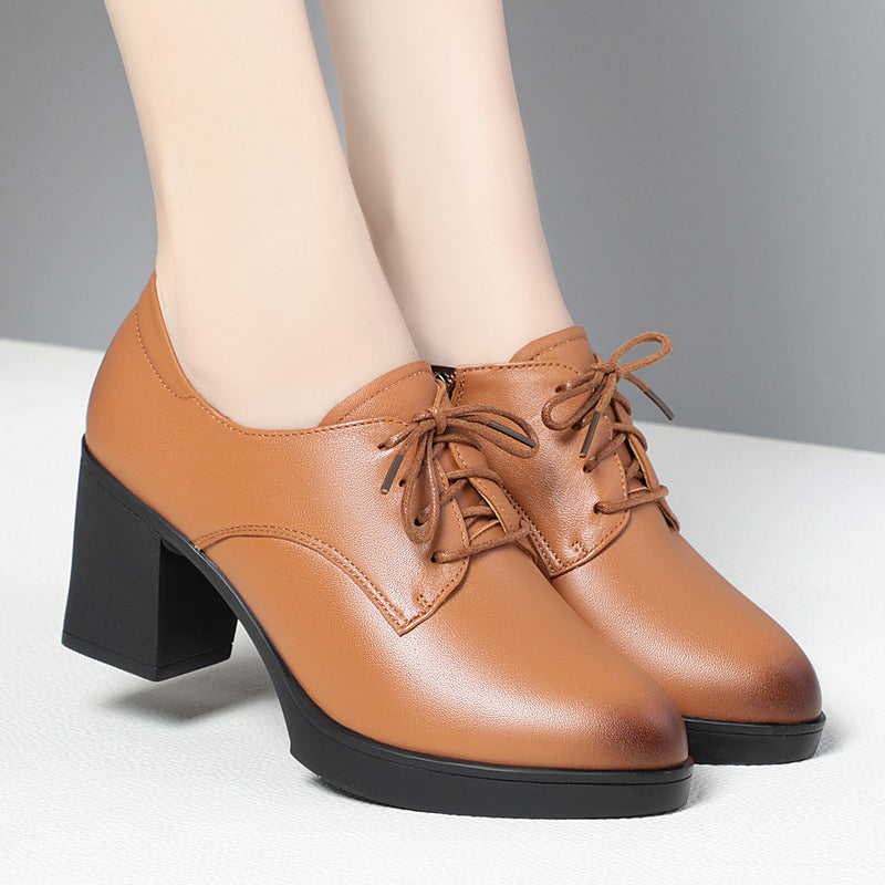 Women's Up Black High Single-layer Genuine Soft Women's Fashion Shoes