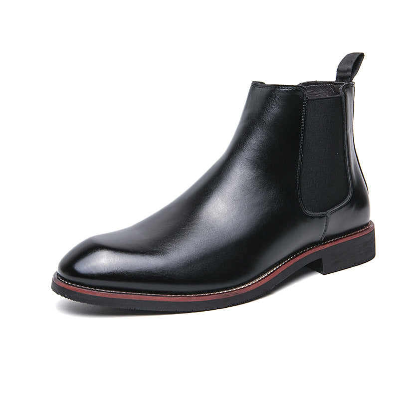 Men's Large Size Fashion Chelsea Trendy Slip-on Men's Leather Boots