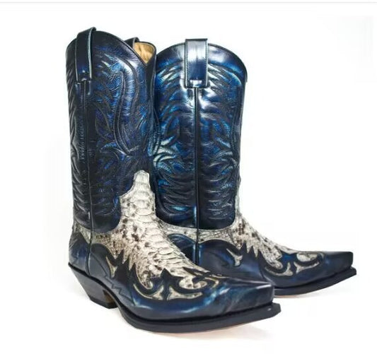Men's Vintage Knight Pointed Plus Size Men's Leather Boots