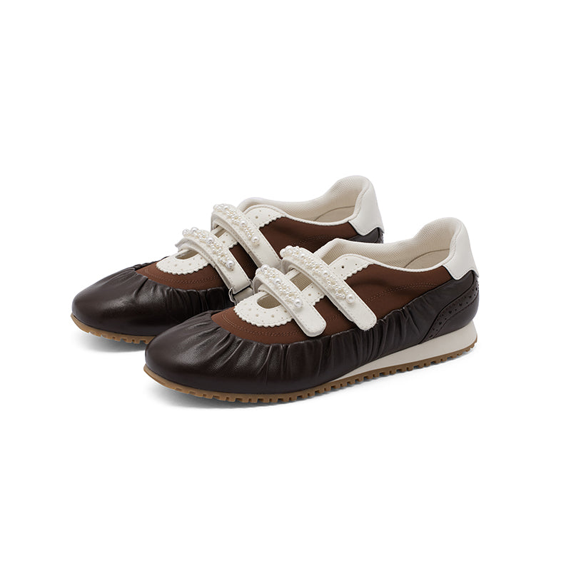 Women's Spring Retro Mary Jane Brown Pearl Women's Fashion Shoes