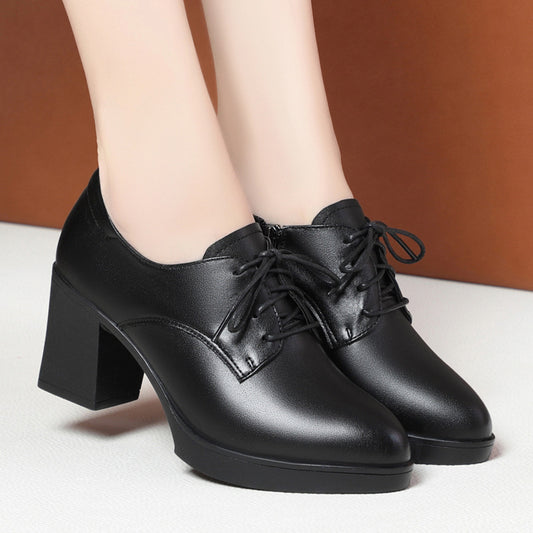 Women's Up Black High Single-layer Genuine Soft Women's Fashion Shoes