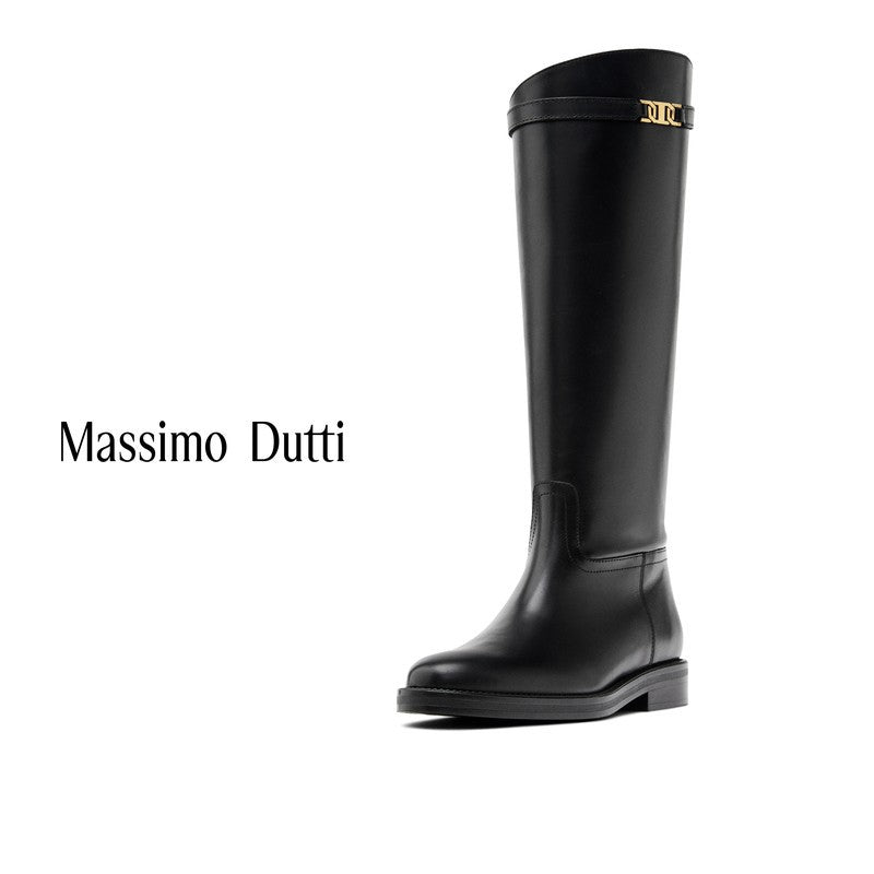 Women's Black Equestrian Style Below The Knee Men's Shoes