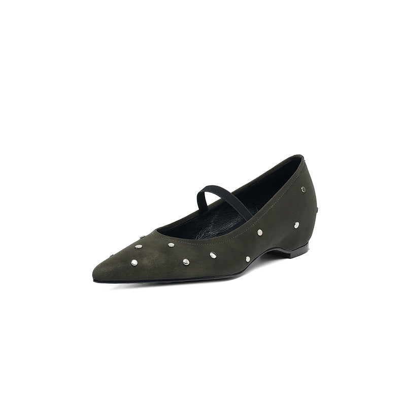 Increasing Insole Rivet Shallow Mouth Strap Mary Jane Female Commuting Women's Fashion Shoes