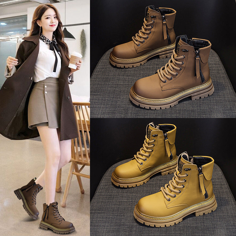 Women's Martin For Retro Motorcycle Fashion Short Worker British Style Women's Leather Boots