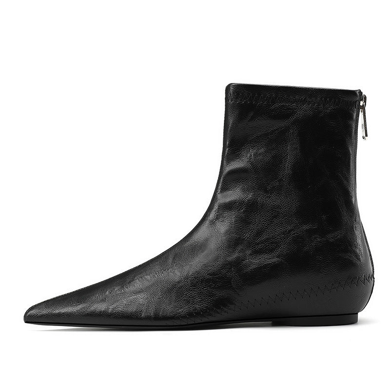 Women's Bootie Slimming Versatile Height Increasing Insole Low Women's Leather Boots