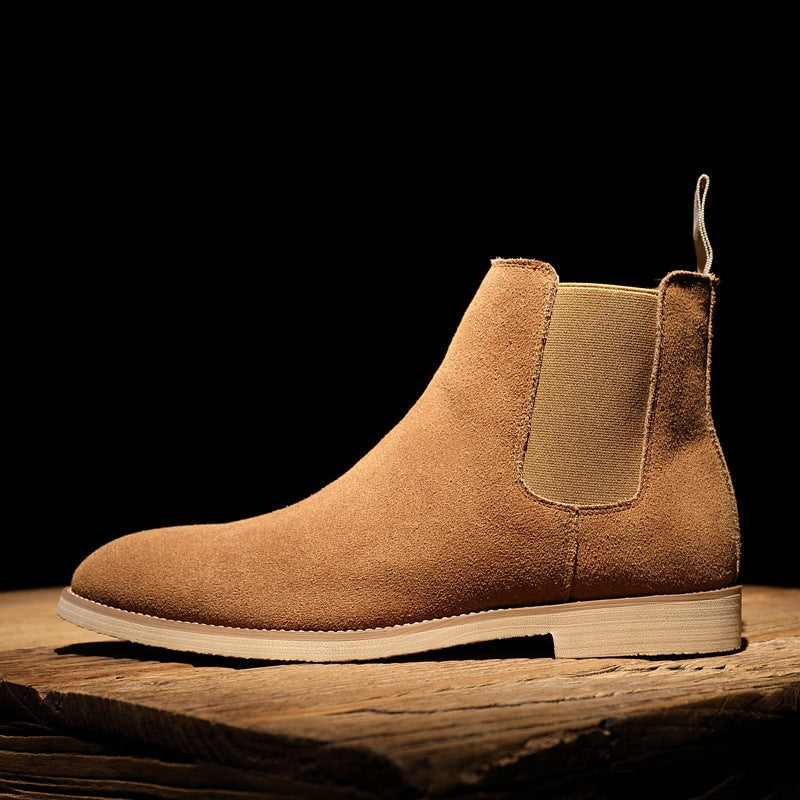 Men's Chelsea Pointed British Style Martin Matte High Men's Leather Boots