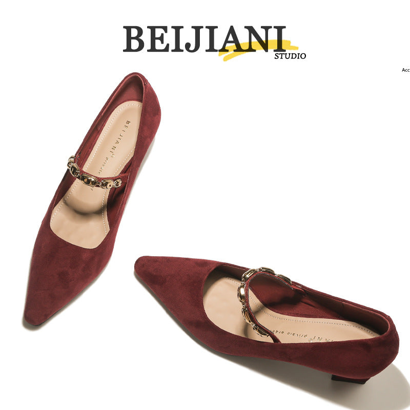 Women's French Cashmere Temperament High Chunky Mid Women's Fashion Shoes