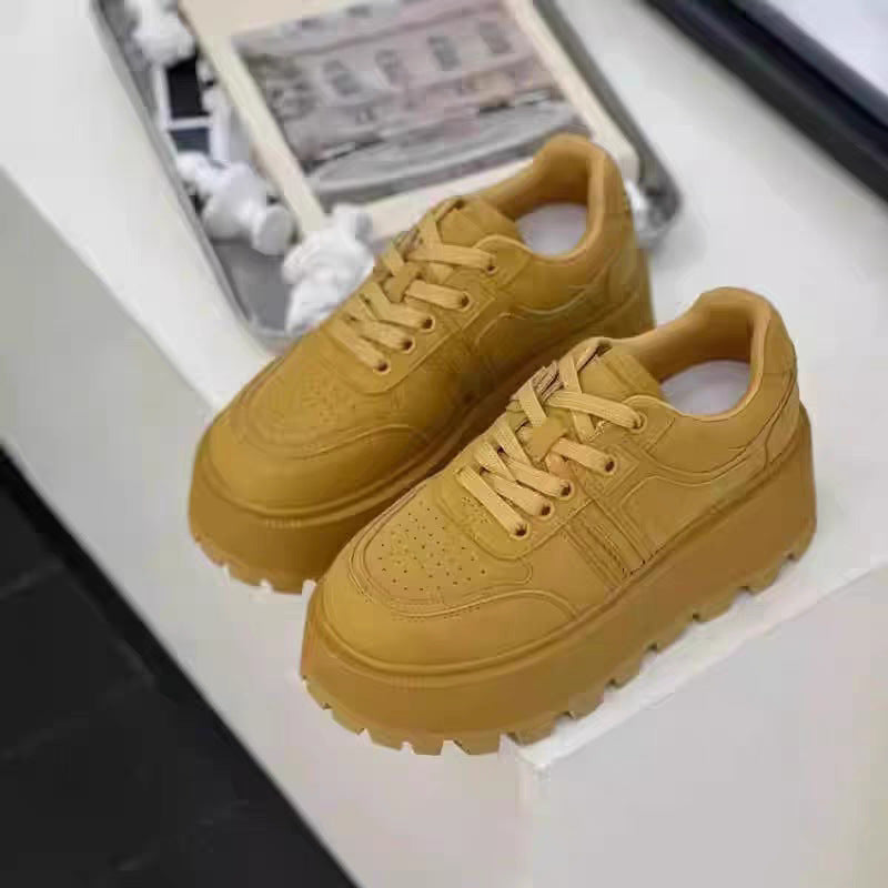 Black White Thick Sole Height Increasing Women's Casual Shoes