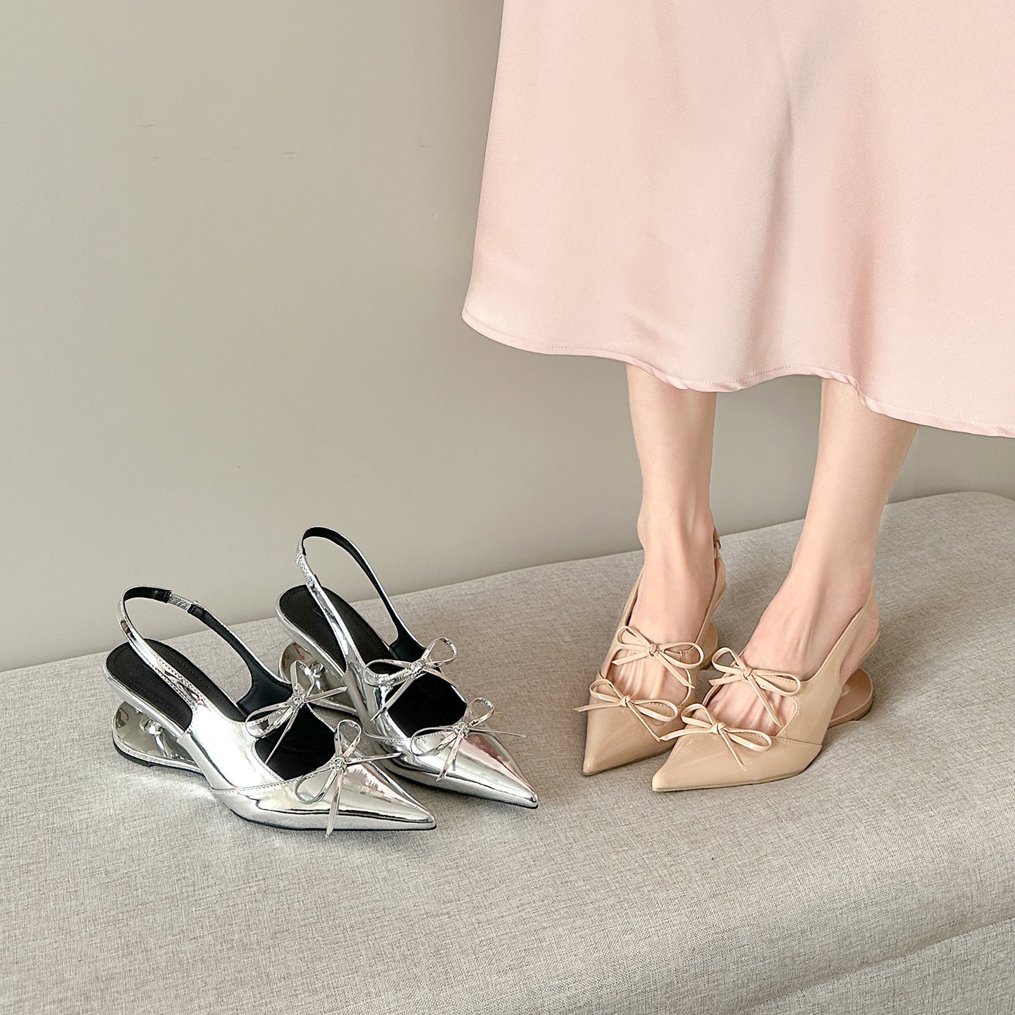 Women's Summer Wear Fashionable High-grade Elegant Sier Sandals