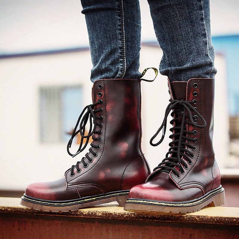 Women's & Men's Large Size British Riding Long Biker Men's Martin Boots