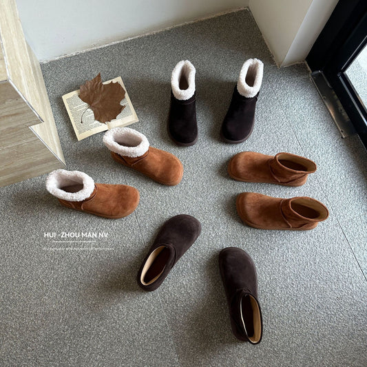 Women's Thick-soled Bootie Retro Lazy Style Slip-on Bread Boots