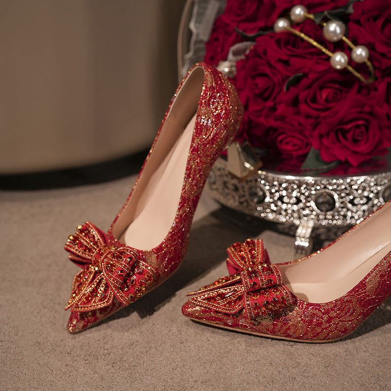 Wedding Red High Dress Chinese Style Bridal Plus Women's Fashion Shoes
