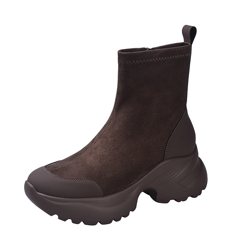 Women's Veet Cocoa Dolphin Free Retro Stretch Thick Bottom Women's Leather Boots