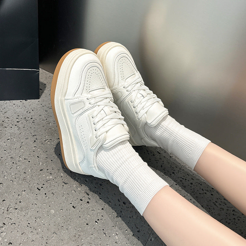 Women's Thick-soled Spring Comfortable Heightened Easy Wear Lace Sneakers
