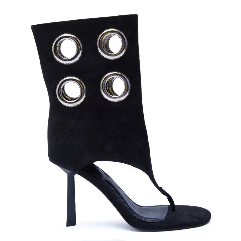 Women's Flip-flops Open Toe Middle Metal Circle Fashion Plus Sandals