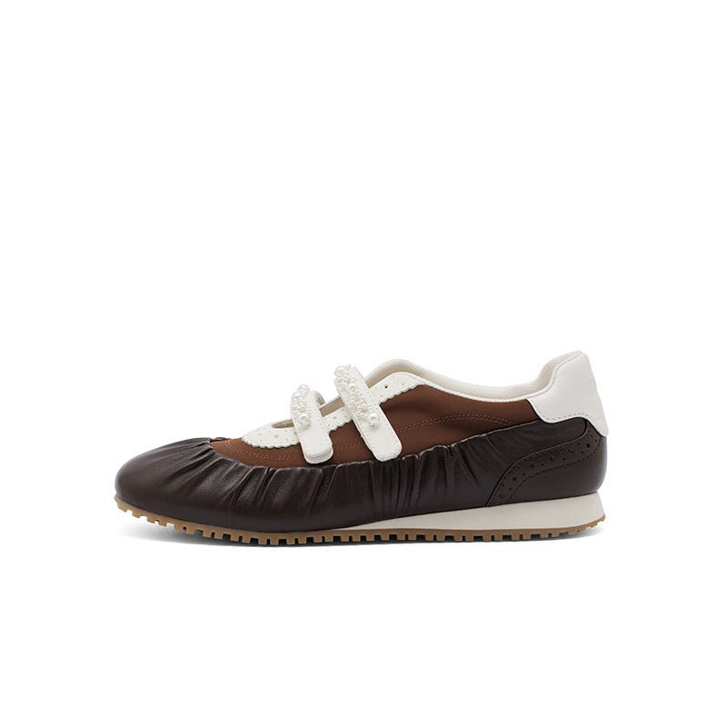 Women's Spring Retro Mary Jane Brown Pearl Women's Fashion Shoes