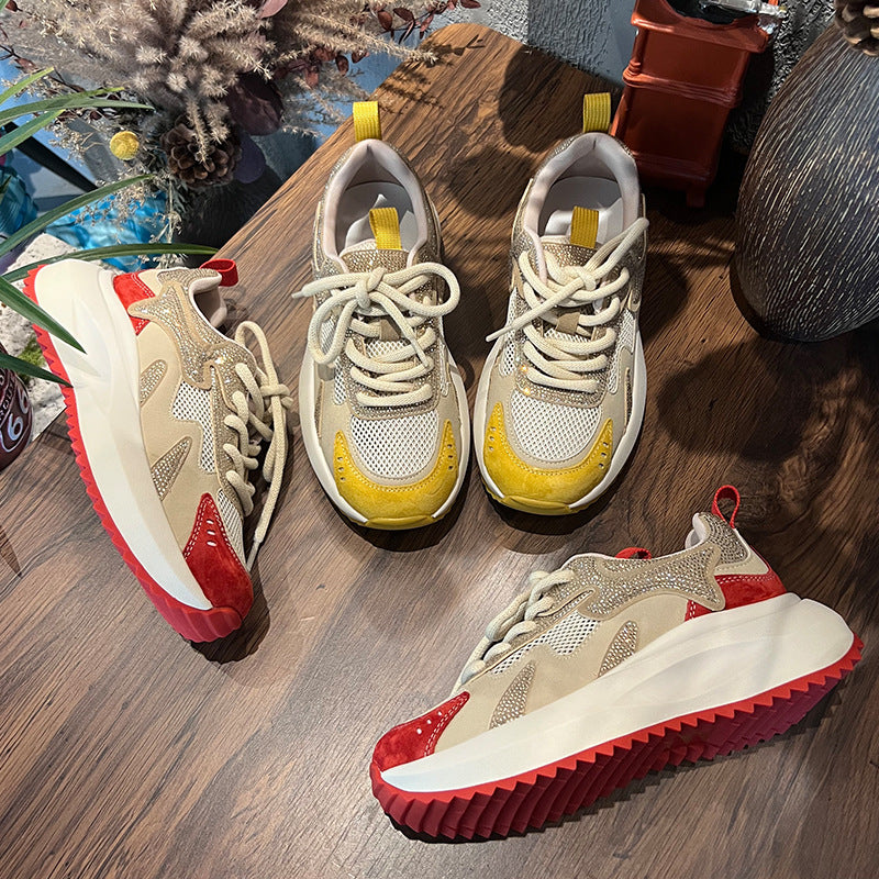 Women's Authentic Clunky Platform Height Increasing Breathable Sneakers