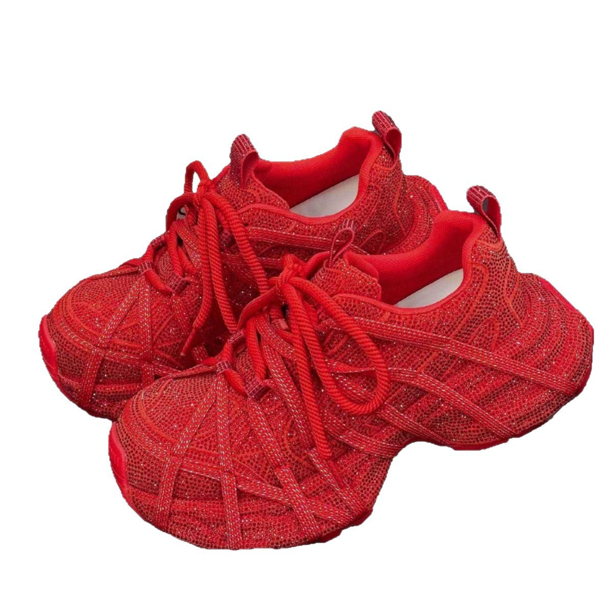 Women's Full Diamond Strap Platform Dad Fashion Casual Shoes