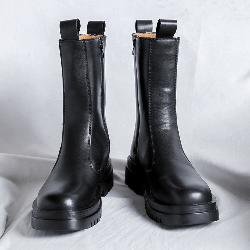 Men's Green Round Toe High Top Length Men's Martin Boots