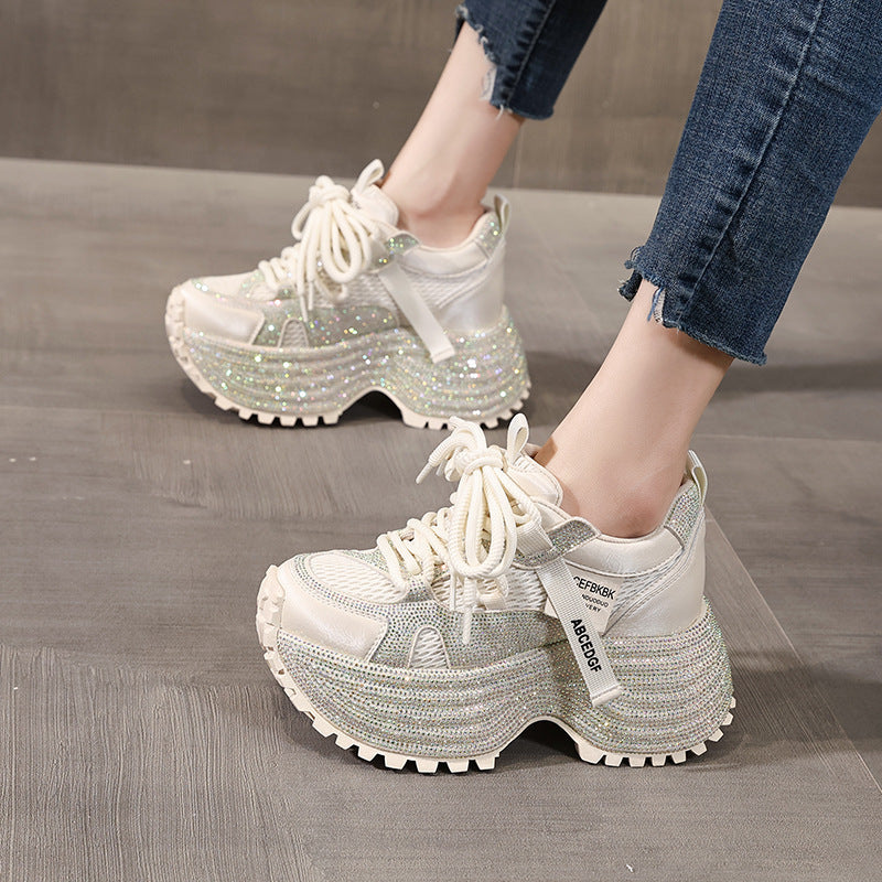 Women's Bottom Height Increasing Insole Fashion Dad Spring Mesh Sports Casual Shoes