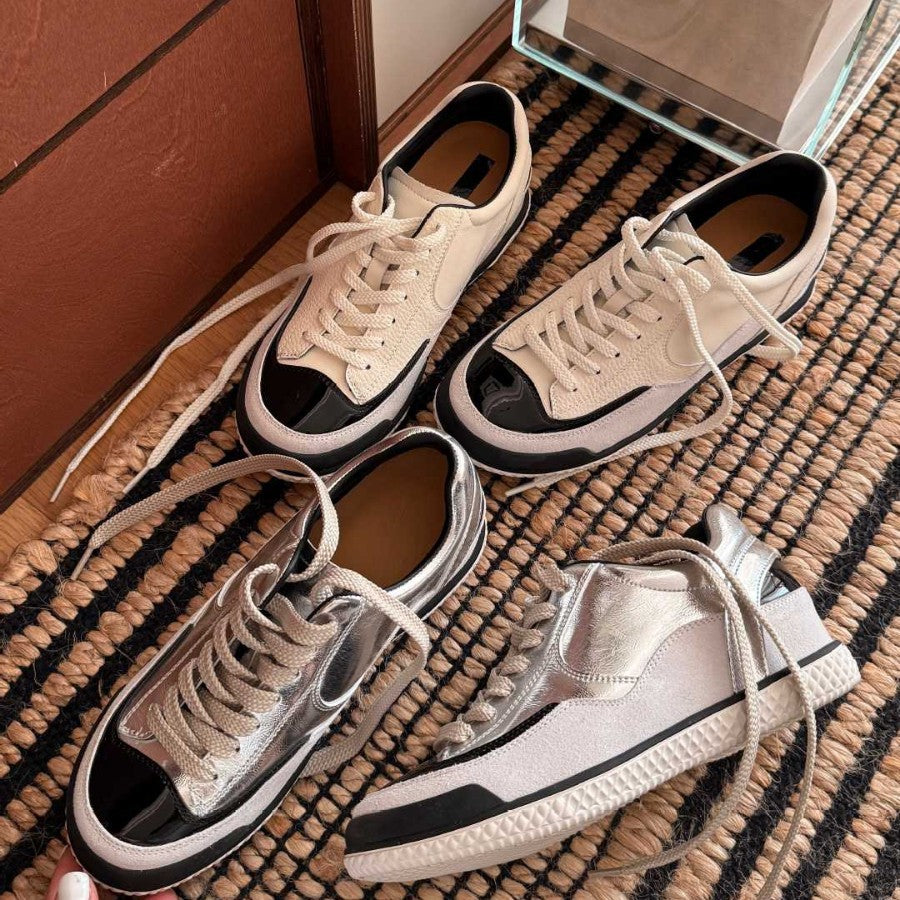 Spring White Board Color Matching Round Toe German Sneakers