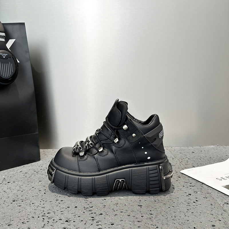 Women's Heavy Metal Thick Bottom Punk Dark Motorcycle Sports Casual Shoes
