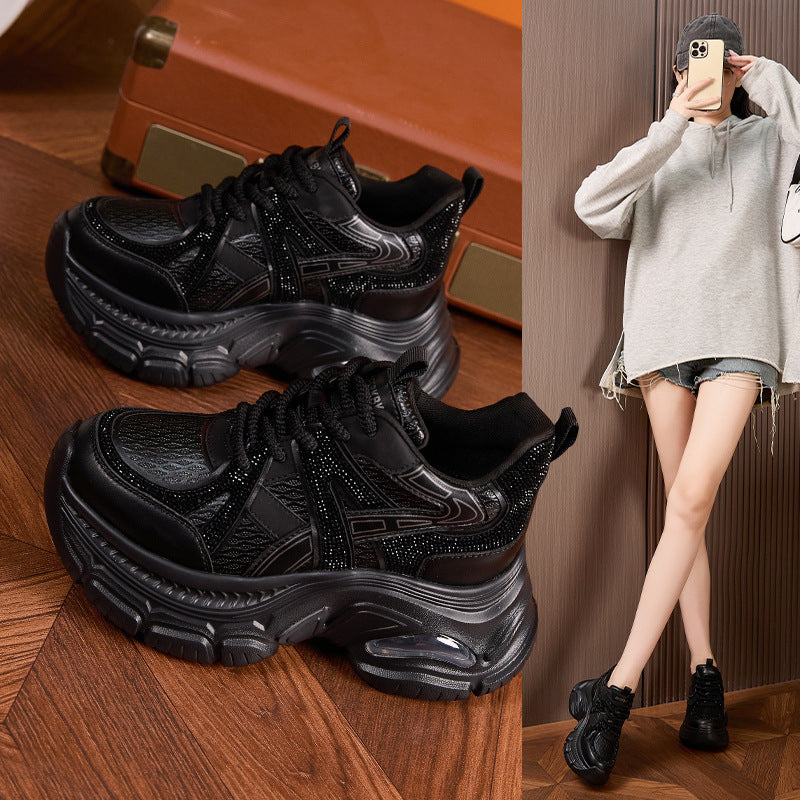 Women's Dad Autumn Fashion Rhinestone Height Increasing Insole Women's Sports Shoes