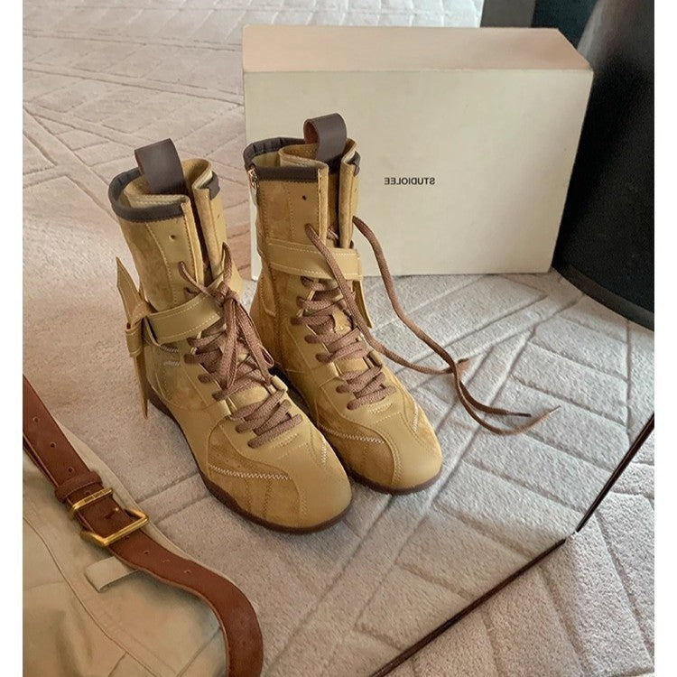 Women's Retro Side Zipper Safari Jacket German Women's Leather Boots