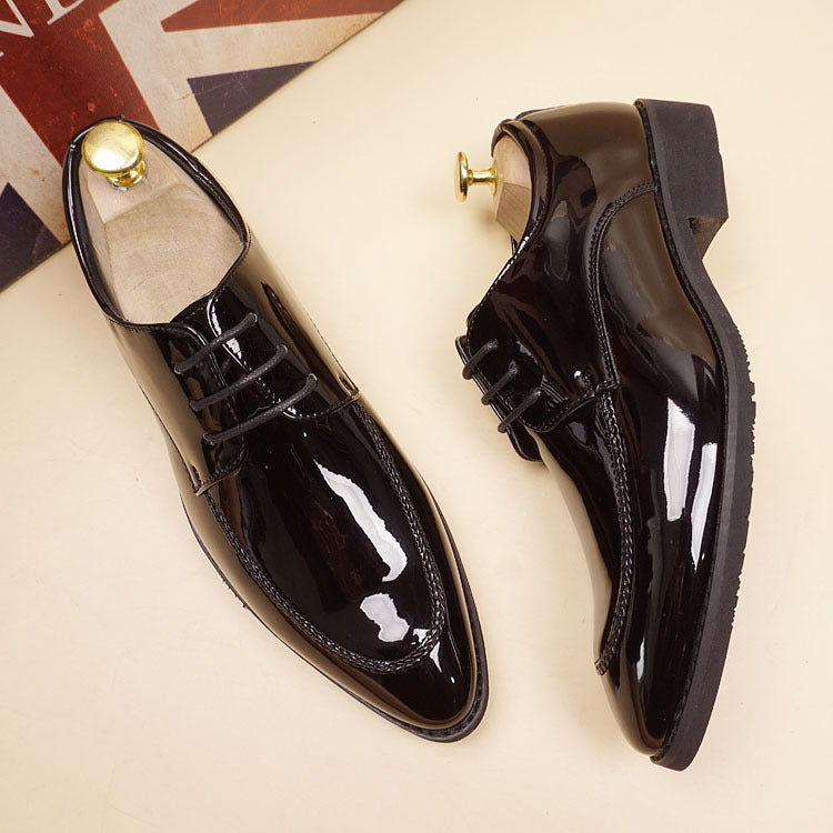 Men's Simple Hair Stylist Height Increasing Insole Men's Casual Leather Shoes