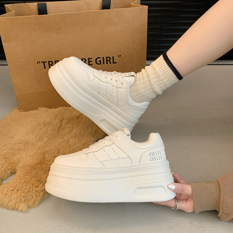 Women's Invisible Height Increasing Insole Platform White Women's Casual Shoes