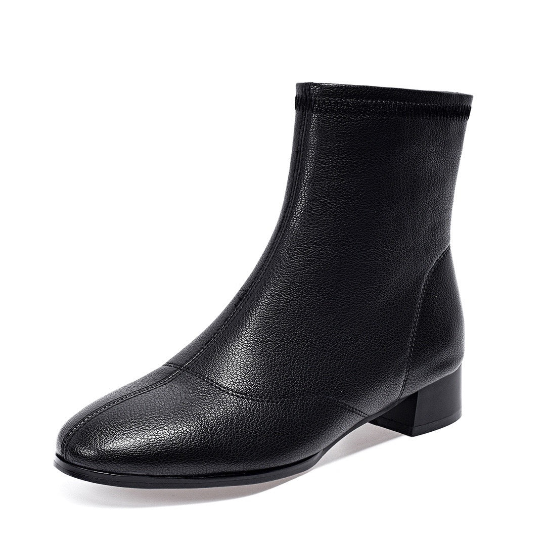 Women's Chunky Sheepskin Single Mid Ankle Veet Padded Soft Women's Leather Boots