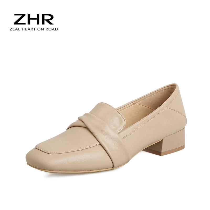Women's Chunky Pumps Summer British Style Square Toe One Women's Fashion Shoes
